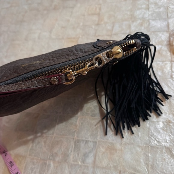 Mz Wallace Brown Black Clutch Bag with Fringe western style purse suede leather - Picture 12 of 14